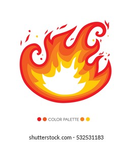 Vector fire flame icon silhouette isolated on white background
