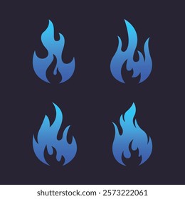 Vector Fire Flame Isolated Icon Set. Campfire, Bonfire, Flame Sign, Front View. Vector Illustration