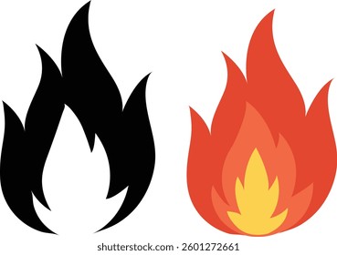 VECTOR FIRE FLAME LOGO BLACK AND WHITE RED COLORS 