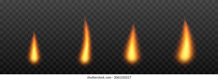 Vector Fire, Flame On An Isolated Transparent Background. Candle Fire Png, Fire Png, Flame. Fire Of Different Shapes.