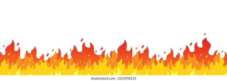 Vector fire flame seamless cartoon style banner