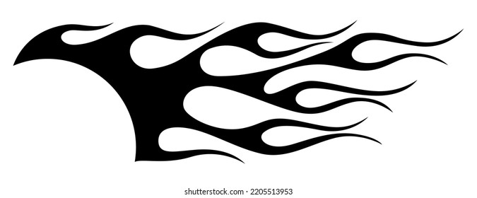 Vector fire flame silhouette tattoo airbrush stencil and vinyl cut graphic