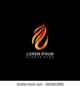 Vector Fire Flame Simple abstract icon, symbol, logo design