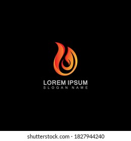 Vector Fire Flame Simple abstract icon, symbol, logo design template