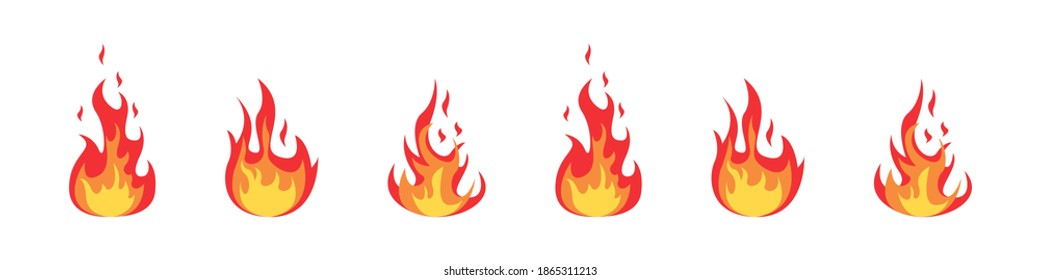 Vector fire. Fire flames. Fire sign. Flame elements on a white background. Vector illustration
