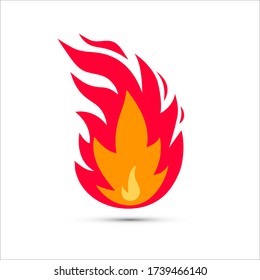 Vector fire flames sign illustration isolated. Simple illustration of fire in flat style