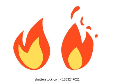 Fuego vectorial o signo inflamable, aislado en blanco
