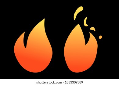 Vector Fire or flammable sign, Isolated on Black