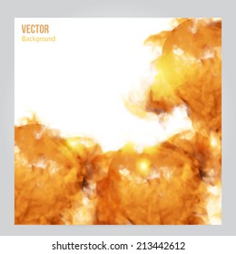 Vector fire. Floral Background with Smoke, Watercolor Texture.  Ink swirling huge explosion
