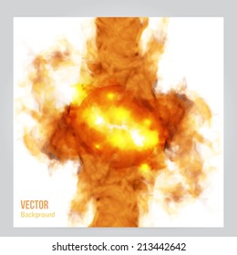 Vector fire. Floral Background with Smoke, Watercolor Texture.  Ink swirling huge explosion