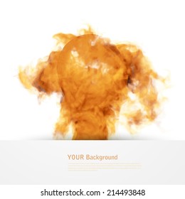 Vector fire. Floral Background with Smoke, Watercolor Texture.  Ink swirling huge explosion