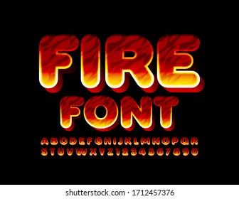 Vector Fire Font. Flame Alphabet Letters and Numbers