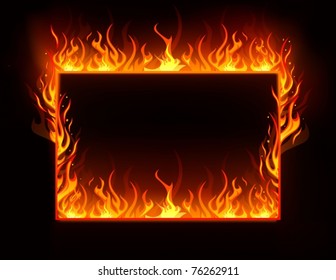 Vector of fire frame on black background