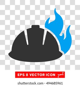 Vector Fire Helmet EPS vector pictograph. Illustration style is flat iconic bicolor blue and gray symbol on a transparent background.