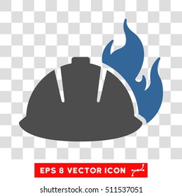 Vector Fire Helmet EPS vector pictograph. Illustration style is flat iconic bicolor cobalt and gray symbol on a transparent background.