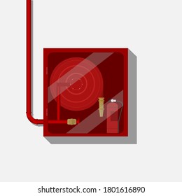 Vector of fire hose cabinet on white wall