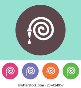 Vector fire hose icon on round colorful buttons 