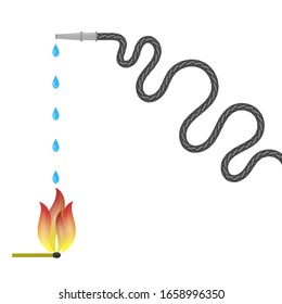 El carrete del fuego vectorial y los partidos de quemado en fondo blanco.
