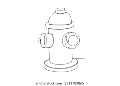 Vector fire hydrant illustration on transparent oneline