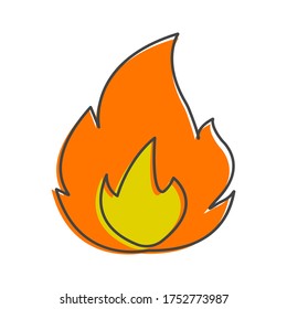 Vektorfeuer-Symbol-Cartoon-Stil auf weißem, isoliertem Hintergrund.
