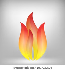 Vector Fire Icon Isolated on Grey Blurred Background