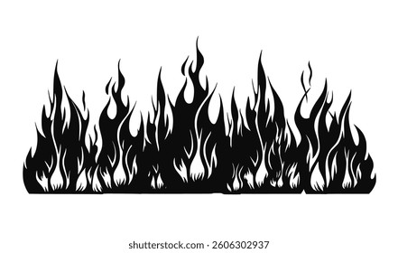 vector fire icon set featuring flaming campfires, fiery explosions, and abstract blazes. Perfect for hot energy designs, danger symbols, decorative elements, and warm-themed PNG.	
