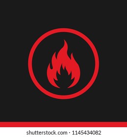 vector fire icon symbol set red on black background