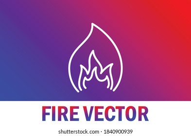 Vector of fire icon with. Isolated with gradient background. For designer.