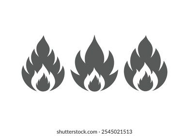 Vector fire icons set grey vector art illustration.