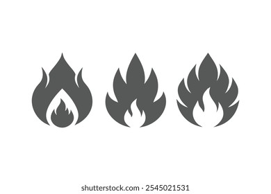 Vector fire icons set grey vector art illustration.