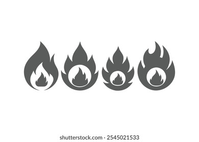 Vector fire icons set grey vector art illustration.