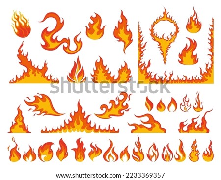Vector fire icons set on white background