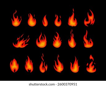 vector fire isolated icon collection bonfire illustration