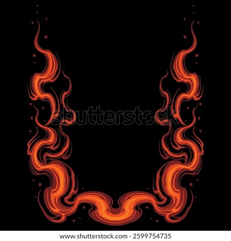 vector fire with japanese style ornament for frame