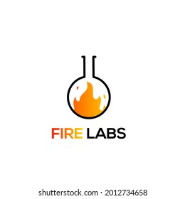 Vector fire labs logo, potion bottle and fire graphic design element.modern logo