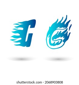 Vector Fire Letter G Typography