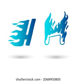 Letra de fuego vector H tipografía
