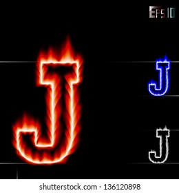 Vector fire letter J