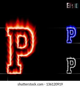 Vector fire letter P