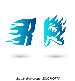 Vector Fire Letter R Typography