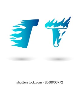 Vector Fire Letter T Typography