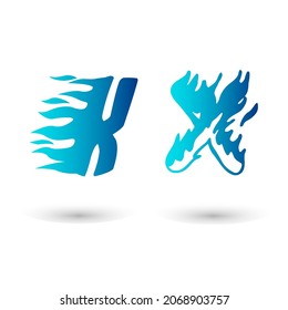 Vector Fire Letter X Typography