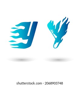 Vector Fire Letter Y Typography