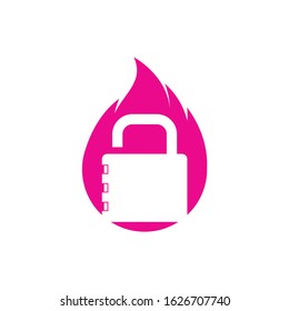Vector Fire Lock Logo Icon Design Template