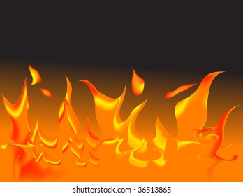 Vector fire on black background