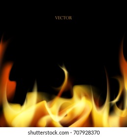 vector fire on black background. fire background