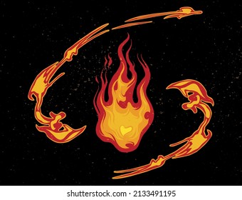 Vector fire pattern. Illustration fire pattern and villages. Fire and natural disaster.