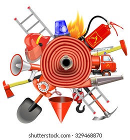 Vector Fire Prevention Concept with Firehose