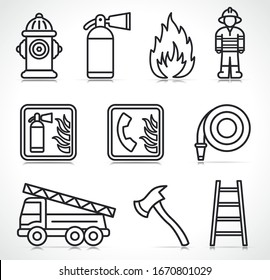 Vector fire security icons set