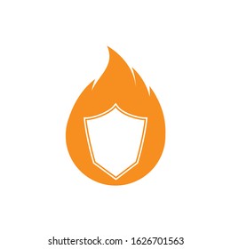 Vector Fire Shield Logo Icon Design Template